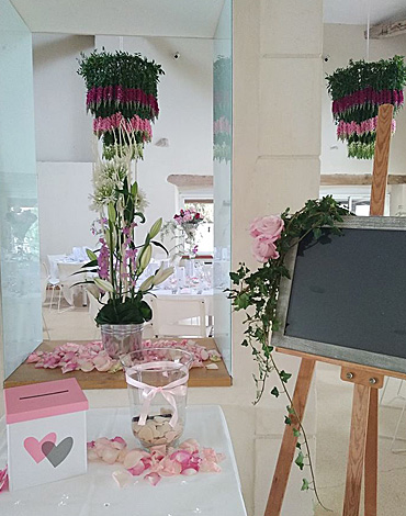 Décoration florale pour réception lors d'un mariage